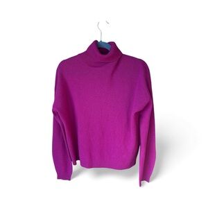 Women's Fuchsia Turtleneck Sweater 100% Cashmere